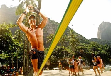 acheter Couleur jaune de marche de corde de Slackline de sangle de polyester avec le logo adapté aux besoins du client online manufacture