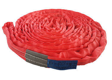 Red 5T Polyester Endless Round Sling EN1492-2 Heavy Duty Recovery Straps With Logo Printed